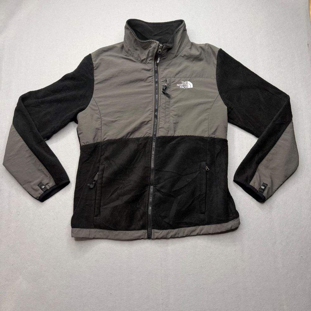 The North Face Denali Fleece Jacket Womens XL Grey Black Full Zip AC6W F09